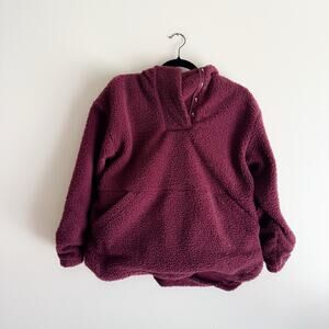 Nike Therma Fit Maroon Hooded Fleece Sherpa Pullover Sweatshirt XL Comfort